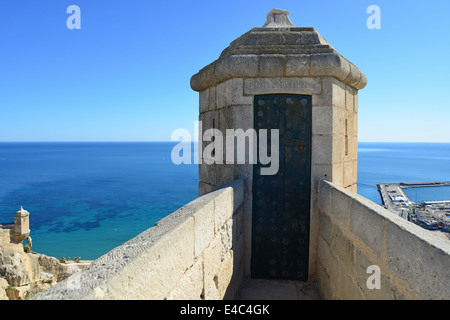 Pareti di Santa Bárbara Castle, Alicante, Costa Blanca, Alicante provincia, il Regno di Spagna Foto Stock