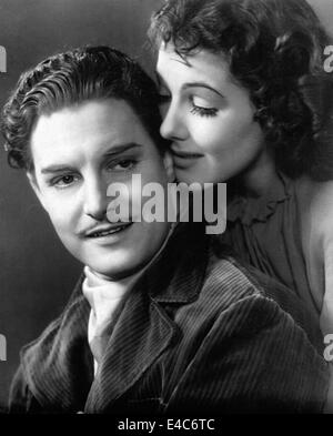 Robert Donat, Jean Parker, sul set del film "Il Ghost goes West', 1935 Foto Stock