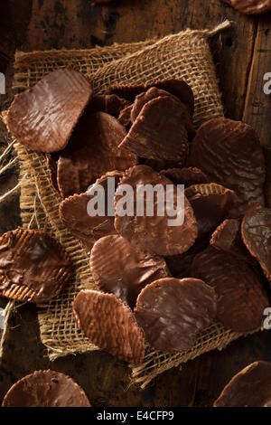 Cioccolato artigianale coperti Potato Chips su uno sfondo Foto Stock