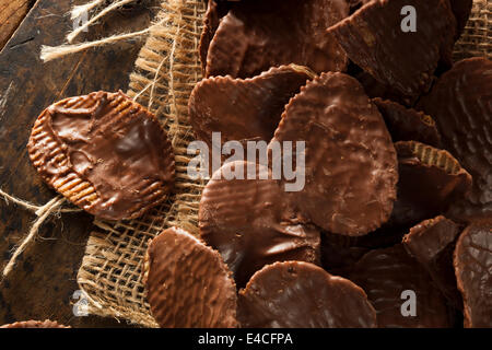 Cioccolato artigianale coperti Potato Chips su uno sfondo Foto Stock