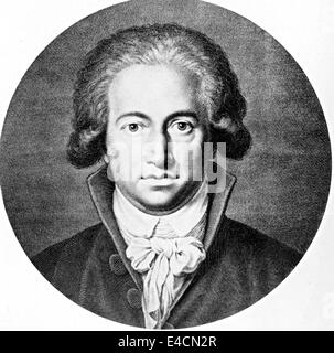 JOHANN WOLFGANG von Goethe (Francoforte sul Meno 1749 - Weimar 1832) scrittore tedesco e più in una incisione 1791 Foto Stock