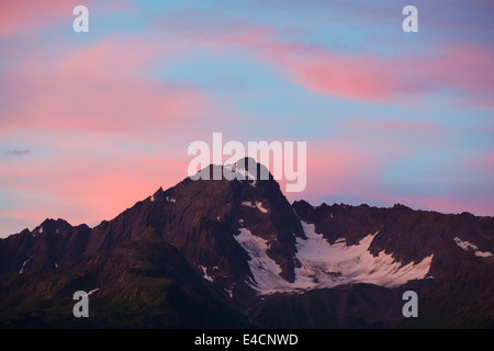 Tramonto su Mt Alice, Chugach National Forest, Seward, Alaska. Foto Stock