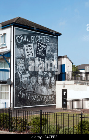 I diritti civili murale, Londonderry, nella contea di Derry, Irlanda del Nord, Regno Unito. Foto Stock