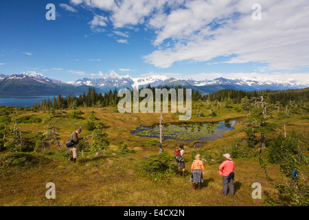 Escursionismo, Prince William Sound, Chugach National Forest, Alaska. Foto Stock