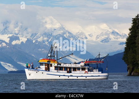 La M/V scoperta nel porto di pozzi, Prince William Sound, Chugach National Forest, Alaska. Foto Stock