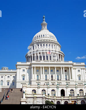 La facciata occidentale del Campidoglio degli Stati Uniti, luogo di incontro del Congresso degli Stati Uniti, Capitol Hill, Washington DC, Stati Uniti d'America Foto Stock