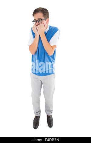 Geeky giovani hipster cercando sistema nervoso Foto Stock