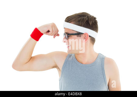 Geeky hipster in posa di abbigliamento sportivo Foto Stock