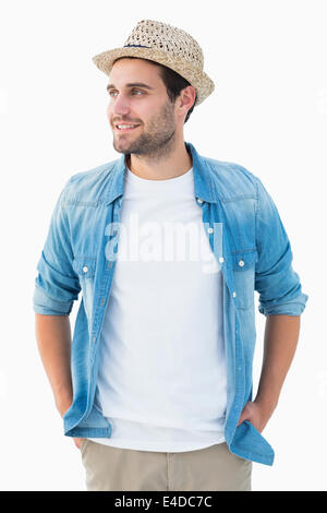 Bello hipster indossando un trilby Foto Stock