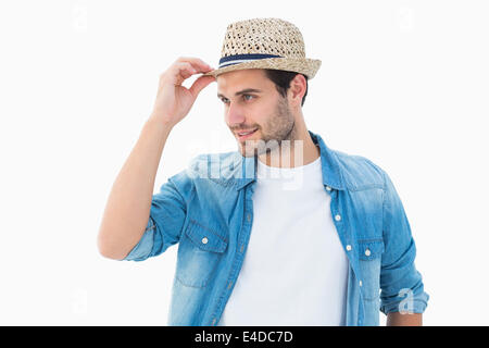 Bello hipster indossando un trilby Foto Stock