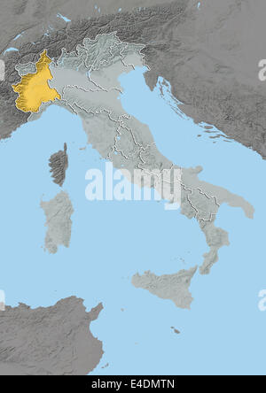 Regione Piemonte, Italia, mappa di sfiato Foto Stock