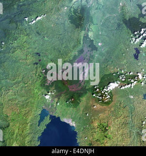 Vulcano Nyiragongo, Repubblica Democratica del Congo, True Color immagine satellitare. Il Nyiragongo, Congo, true color satellitare immagine. N Foto Stock