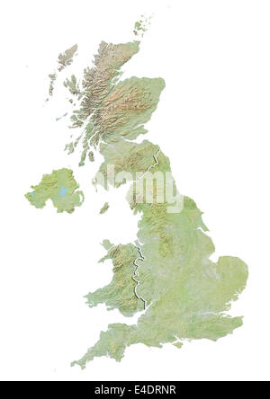 Regno Unito, Rilievo mappa con i confini del paese Foto Stock