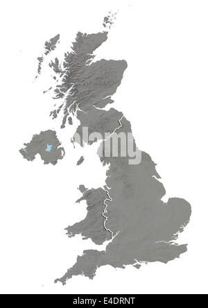 Regno Unito, Rilievo mappa con i confini del paese Foto Stock