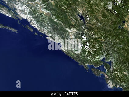 Dubrovnik, Croazia, True Color satellitare immagine. Dubrovnik, Croazia. True color satellitare immagine di Dubrovnik, la città capitale di C Foto Stock