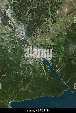 Irkutsk, Russia, True Color satellitare immagine. Irkutsk, Russia. True color satellitare immagine della città di Irkutsk, presa su 2 Foto Stock