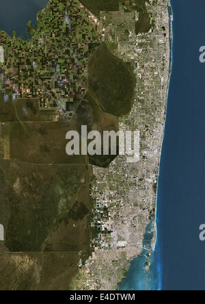 Miami, Florida, Stati Uniti d'America, True Color immagine satellitare. Miami, Florida, Stati Uniti d'America. True color satellitare immagine della città di Miami, prese o Foto Stock