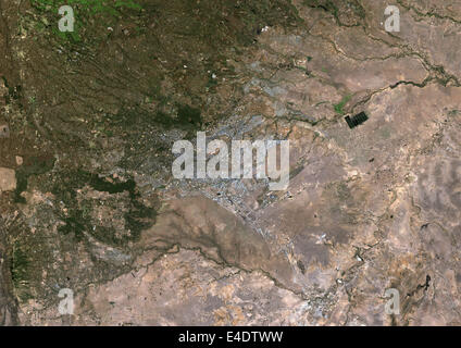 Nairobi, Kenya, True Color satellitare immagine. Nairobi, in Kenya. True color satellitare immagine di Nairobi, la capitale del Kenya. Foto Stock