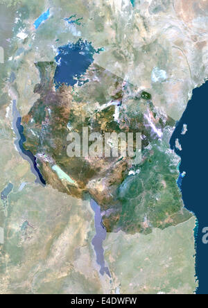 Tanzania, Africa, True Color satellitare immagine con maschera. Vista satellitare della Tanzania (con maschera). Questa immagine è stata compilata dal da Foto Stock