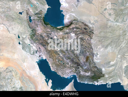 Iran, Medio Oriente, Asia, True Color satellitare immagine con maschera. Vista satellitare dell'Iran (con maschera). Questa immagine è stata compilata dal Foto Stock