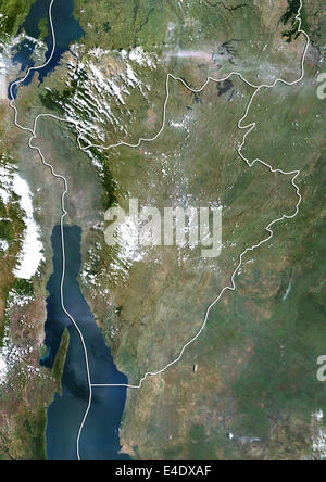 Burundi, True Color satellitare immagine con bordo Foto Stock