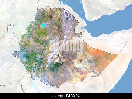 Etiopia, immagine satellitare con effetto Bump, con bordo e maschera Foto Stock
