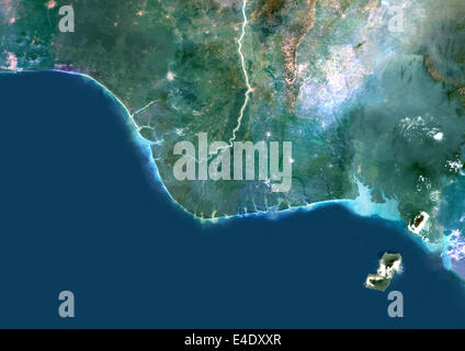 Fiume Niger Delta, Nigeria, True Color satellitare immagine. True color satellitare immagine del fiume Niger Delta in Nigeria, Africa Foto Stock