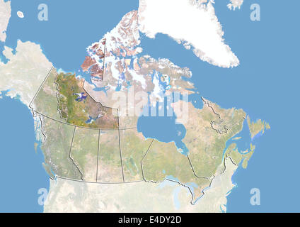 Il Canada e i territori del nord-ovest, immagine satellitare con effetto Bump Foto Stock