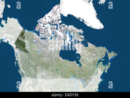 Il Canada e il territorio di Yukon, True Color satellitare immagine Foto Stock