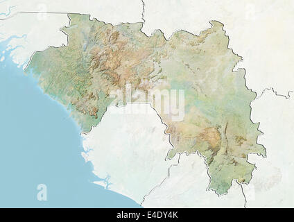 Guinea, carta in rilievo con bordo e maschera Foto Stock