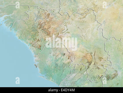 Guinea, carta in rilievo con bordo Foto Stock