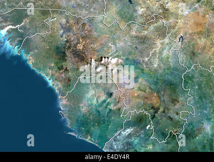 Guinea, True Color satellitare immagine con bordo Foto Stock