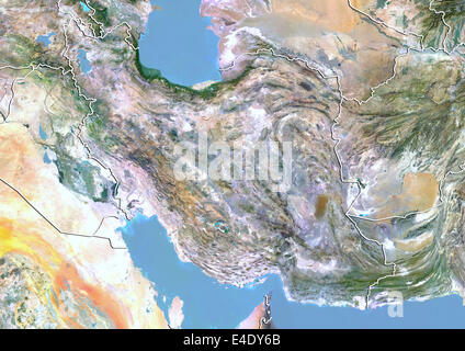 Iran, immagine satellitare con effetto Bump, con bordo Foto Stock