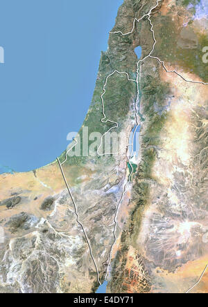 Israele, immagine satellitare con effetto Bump, con bordo Foto Stock