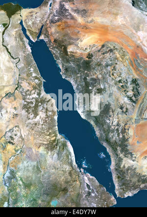 Mar Rosso, Medio Oriente, True Color immagine satellitare. True color satellitare immagine del Mare Rosso, un ingresso di acqua di mare del indiano Oc Foto Stock