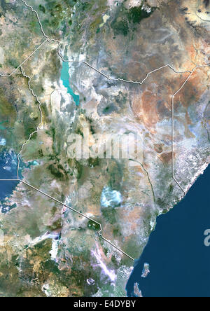 Kenya, True Color satellitare immagine con bordo Foto Stock