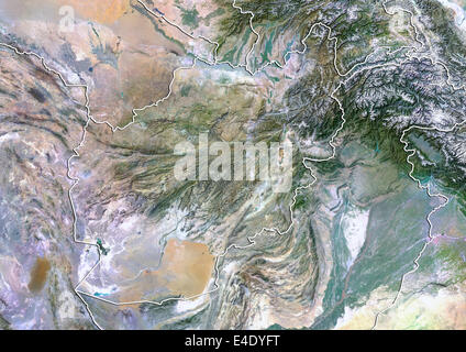 Afghanistan, un'immagine satellitare con effetto Bump, con bordo Foto Stock