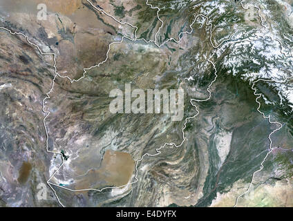 Afghanistan, True Color satellitare immagine con bordo Foto Stock