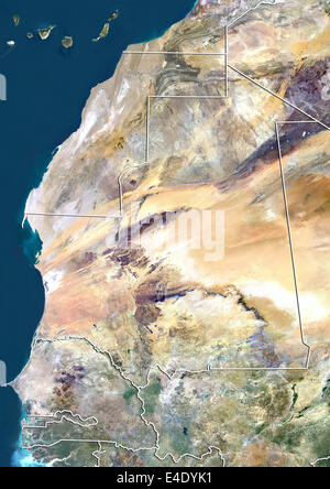 La Mauritania, True Color satellitare immagine con bordo Foto Stock
