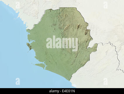 Sierra Leone, carta in rilievo con bordo e maschera Foto Stock