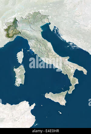 Italia e della Regione Piemonte, True Color satellitare immagine Foto Stock