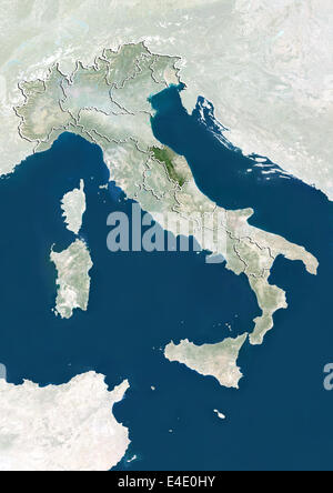 Italia e la regione Marche, True Color satellitare immagine Foto Stock