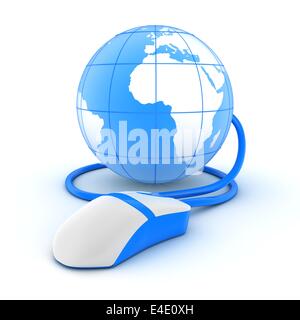 Messa a terra e il mouse su sfondo bianco (fatto in 3d) Foto Stock