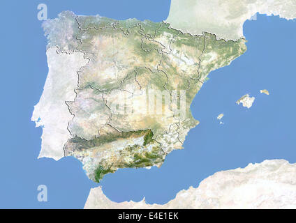 La Spagna e la regione dell'Andalusia, immagine satellitare con effetto Bump Foto Stock