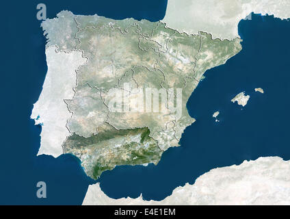 La Spagna e la regione dell'Andalusia, True Color satellitare immagine Foto Stock