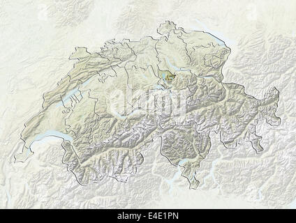 La Svizzera e il Cantone di Zugo, Mappa di sfiato Foto Stock