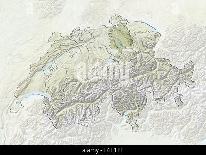 La Svizzera e il Cantone di Zurigo, Mappa di sfiato Foto Stock