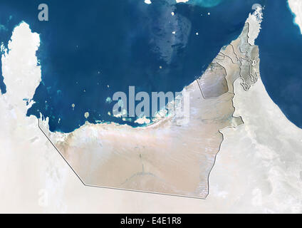 Emirati Arabi Uniti e l Emirato di Dubai, True Color satellitare immagine Foto Stock