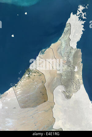 L'Emirato di Dubai e degli EMIRATI ARABI UNITI Settentrionale, True Color satellitare immagine Foto Stock