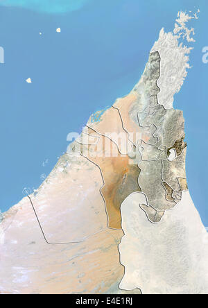 L'Emirato di Dubai e degli EMIRATI ARABI UNITI del Nord, un'immagine satellitare con effetto Bump Foto Stock